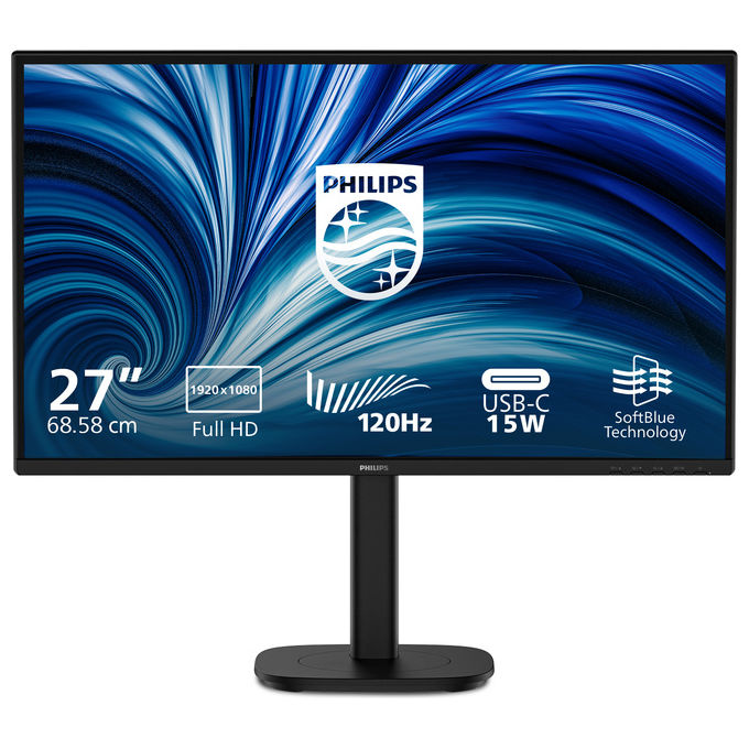 Philips 27B2N3200J Monitor 27'' 1920x1080 FHD IPS 120Hz 4ms GtG Adaptive Sync con Altoparlanti USB Hub Regolazione in Altezza colore Nero