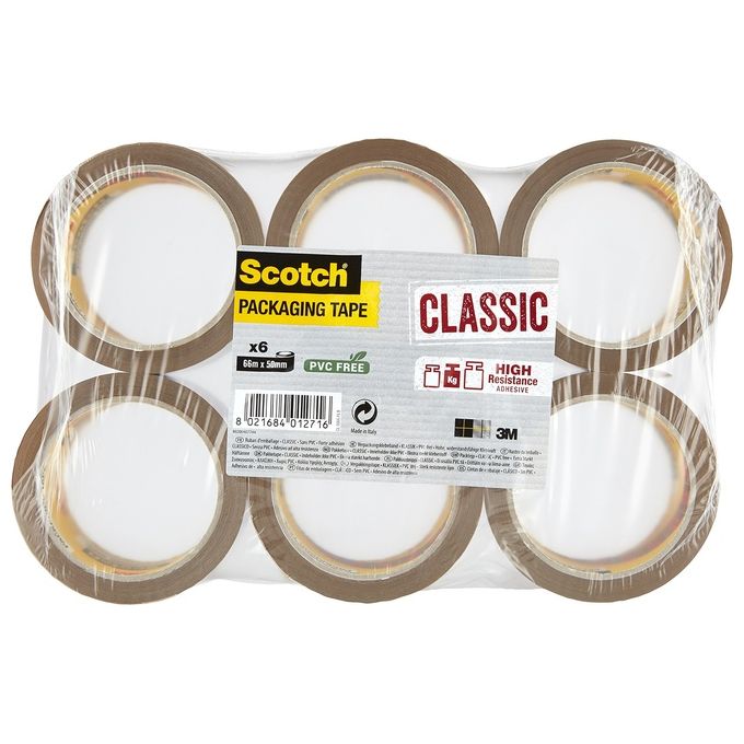 Scotch 371 Nastro da imballo adesivo PPL 50 mm x 66 m confezione 6 pz colore Avana