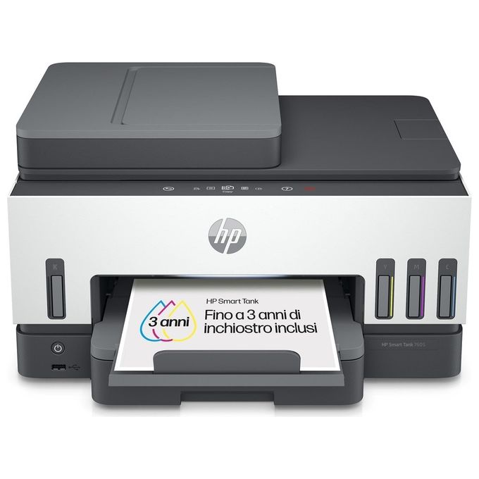 HP Smart Tank 7605 Stampante Multifunzione A4 Serbatoio Inchiostro Alto Volume con Stampa Fronte Retro Scansione Copia Fax Wi-Fi Grigia