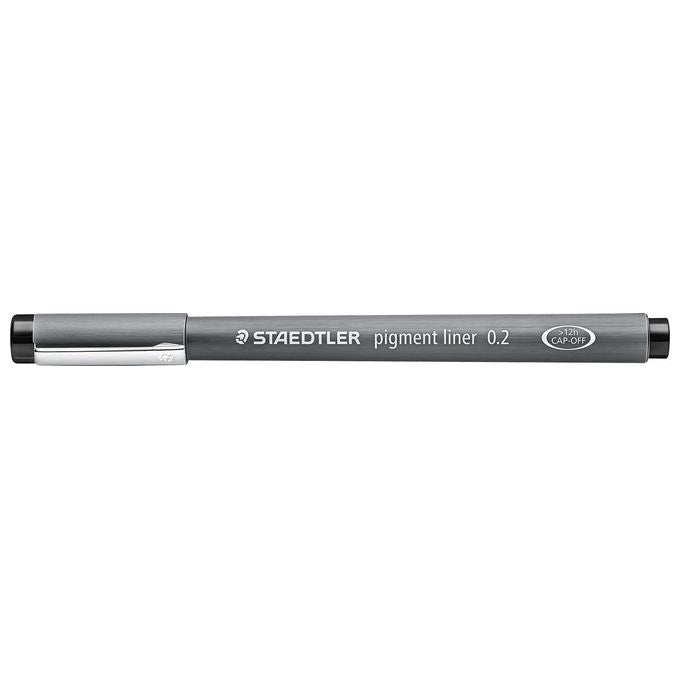 STAEDTLER 308 02-9 VE Pigment Liner Pennarello Fineliner Tratto 0.2 mm Inchiostro Pigmentato Resistente all'Acqua e alla Luce Cap-Off fino a 18 Ore colore Nero