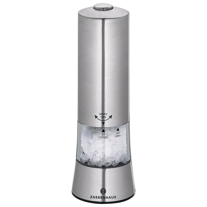 Zassenhaus 033069 Gera Macina Sale Elettrica 6 Livelli di Macinatura LED Integrata Batterie Incluse colore Inox