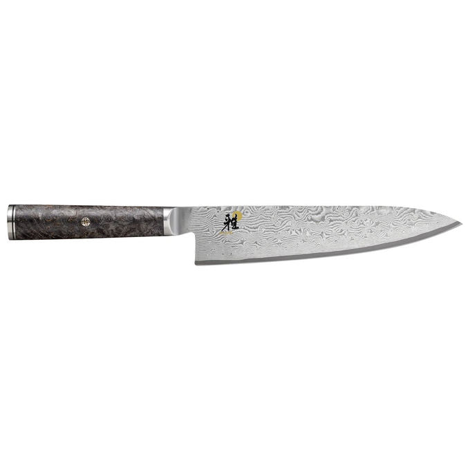 MIYABI 34401-201-0 5000MCD-67 Coltello da Cucina in Acciaio MC66 MicroCarbide con Lama 20 cm e Manico Ergonomico a D colore Nero