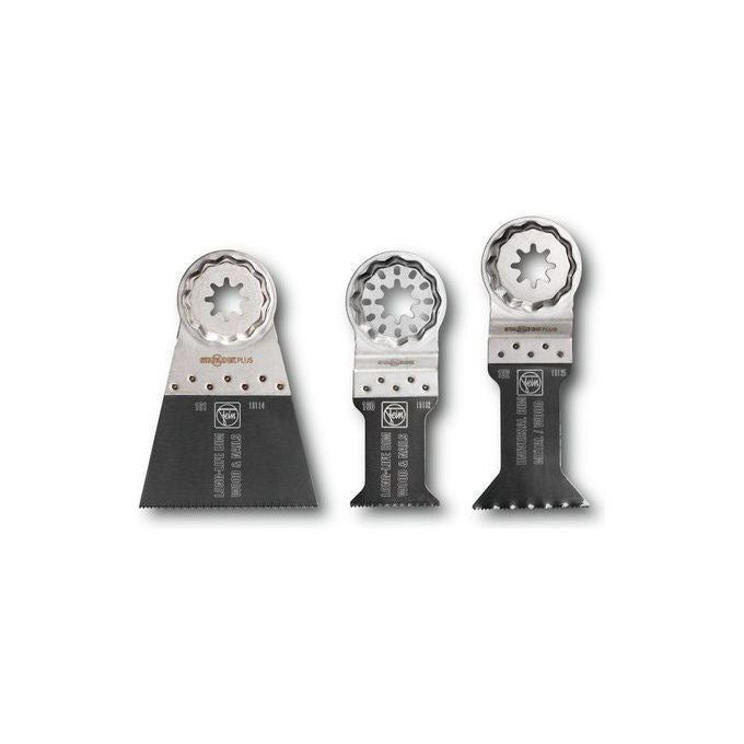 Fein 35222952030 Set di 3 Lama da taglio E-Cut Combo SLP attacco StarlockPlus per utensili multifunzione multimateriale colore Nero