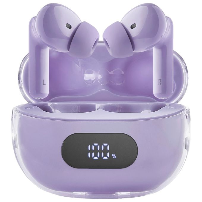 Intenso Buds Plus Cuffie TWS True Wireless T313AE con Cancellazione Attiva del Rumore ENC Bluetooth e fino a 25 Ore di Riproduzione Musicale Viola