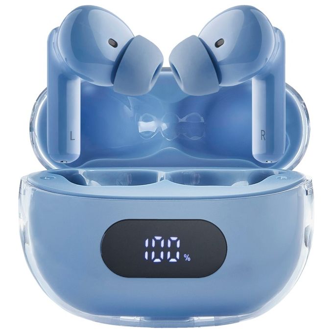 Intenso Buds Plus Cuffie TWS True Wireless T315AE con Cancellazione Attiva del Rumore ENC Bluetooth e fino a 25 Ore di Riproduzione Musicale Blu