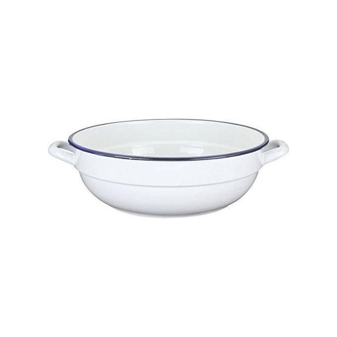 Kaufgut 012263 Tegame 2 Manici Smaltato 32cm Bianco-Blu