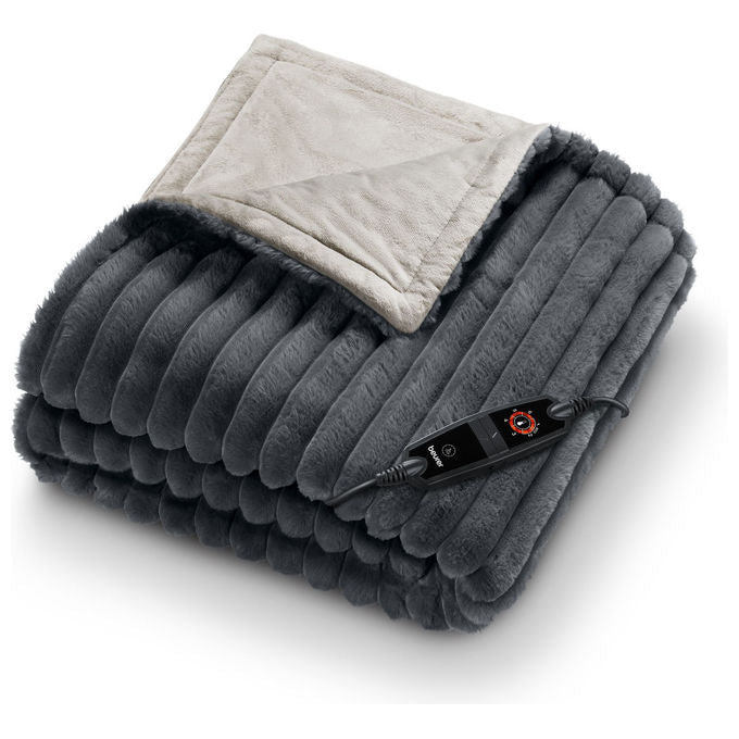 Beurer 40051 HD 82 Stockholm Coperta Termica 6 Livelli di Temperatura Spegnimento Automatico Protezione Surriscaldamento 130x180 cm colore Grigio
