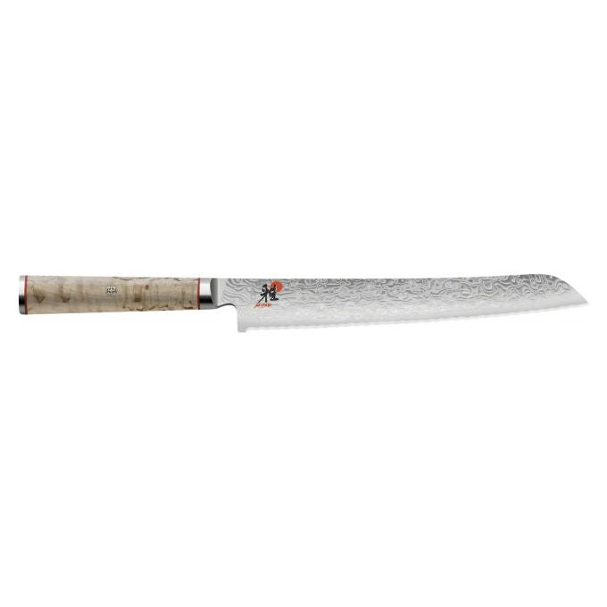 Miyabi 4009839295812 5000MCD Coltello da Pane Lama Seghettata 23 cm in Acciaio Damascato 100 Strati con Manico in Betulla Masur colore Nero