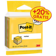 3M 4046719432080 Post-it Cubo di foglietti adesivi 3 blocchetti 76 mm x 76 mm 325 fogli + 20% gratis colore Multicolore