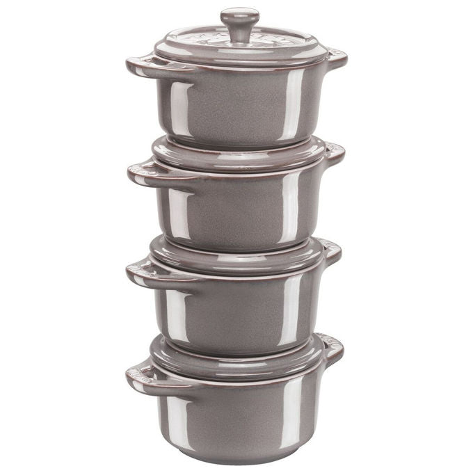 Staub 40508-160-0 Ceramique Pirofila casseruola 0,2 L in ceramica con coperchio grigio antico