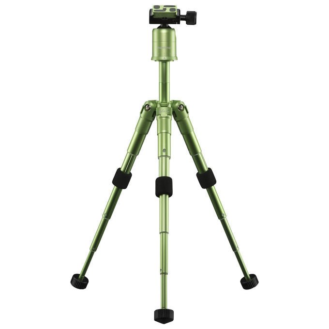 Mantona 21186 Kaleido Mini Treppiede Fotografico da Tavolo e Viaggio con Testa a Sfera e Piastra a Sgancio Rapido Altezza 13,5 49,5 cm Carico Massimo 5 Kg colore Verde Lime Metallico