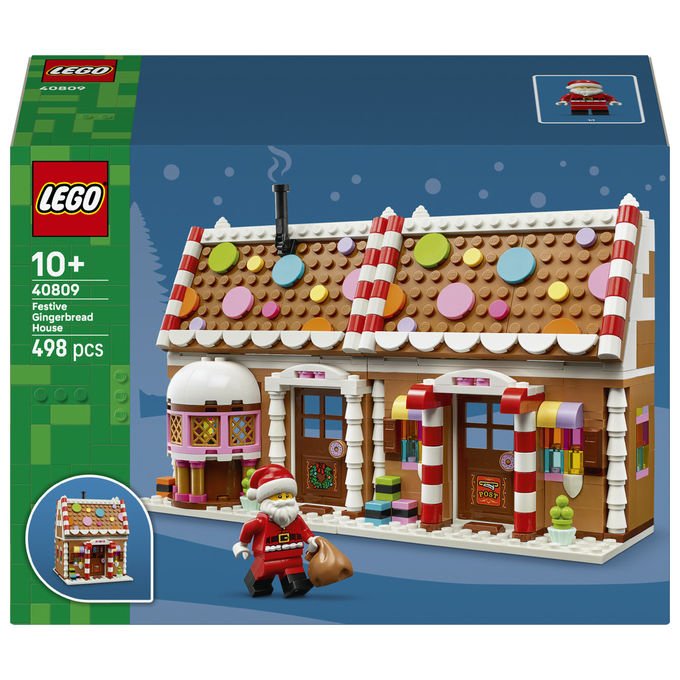Lego 40809 Casa di Pan di Zenzero Festiva Set da Costruzione con Minifigure di Babbo Natale 498 pezzi colore Multicolore