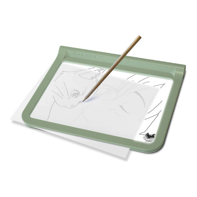 KIDYWOLF 418062 Tavoletta Grafica Bifacciale con Schermo LED Ricaricabile via USB-C e Kit Didattico colore Verde