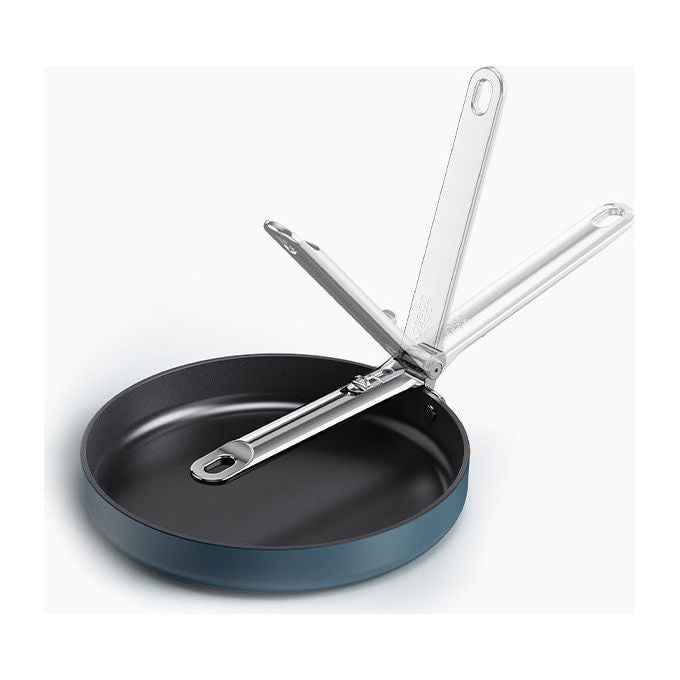 Joseph Joseph 45041 Space Padella Multiuso Rotondo con Manico Pieghevole Antiaderente in Ceramica Adatta a Tutti i Piani di Cottura incluso Induzione colore Blu