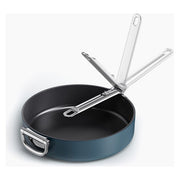 Joseph Joseph 45042 Space Padella Multiuso Rotondo 28 cm con Manico Pieghevole in Acciaio Inox Rivestimento in Ceramica Antiaderente Adatta per Tutti i Piani di Cottura incluso Induzione Forno fino a 232 °C colore Blu