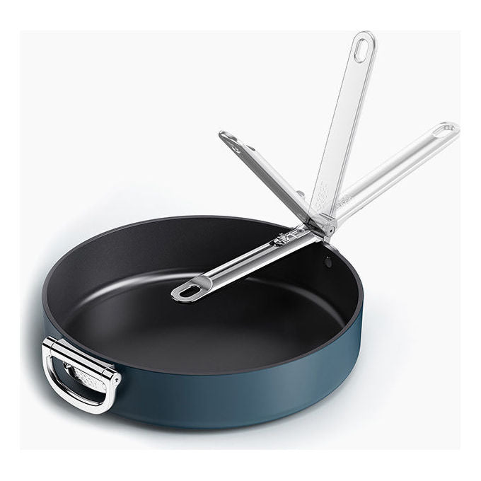 Joseph Joseph 5028420010572 Space Casseruola 30 cm con Manici Pieghevoli Rivestimento Ceramico Antiaderente Non Tossico Adatta a Tutti i Piani Cottura Inclusa Induzione colore Blu