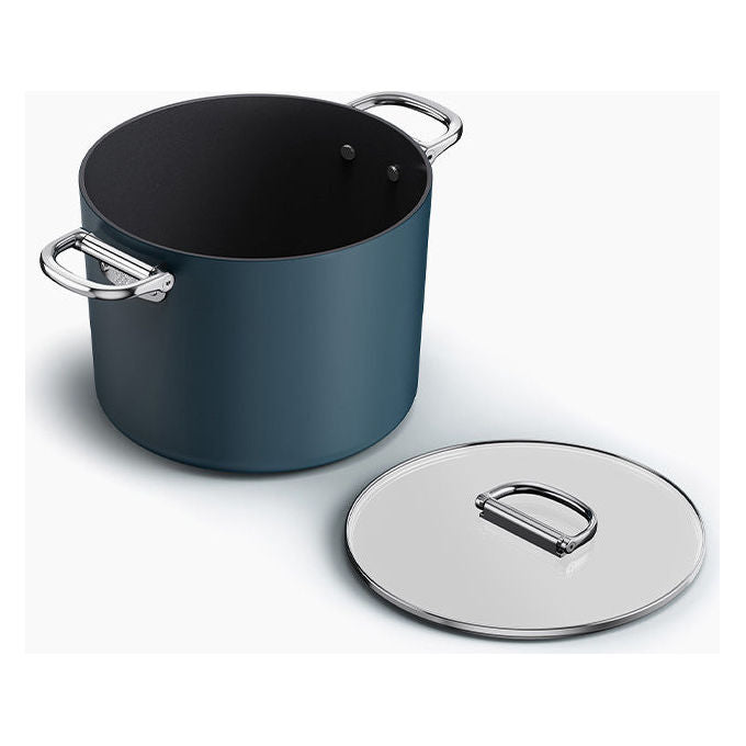 Joseph Joseph 45045 Space Pentola Antiaderente con Manici Pieghevoli e Coperchio in Vetro Blu