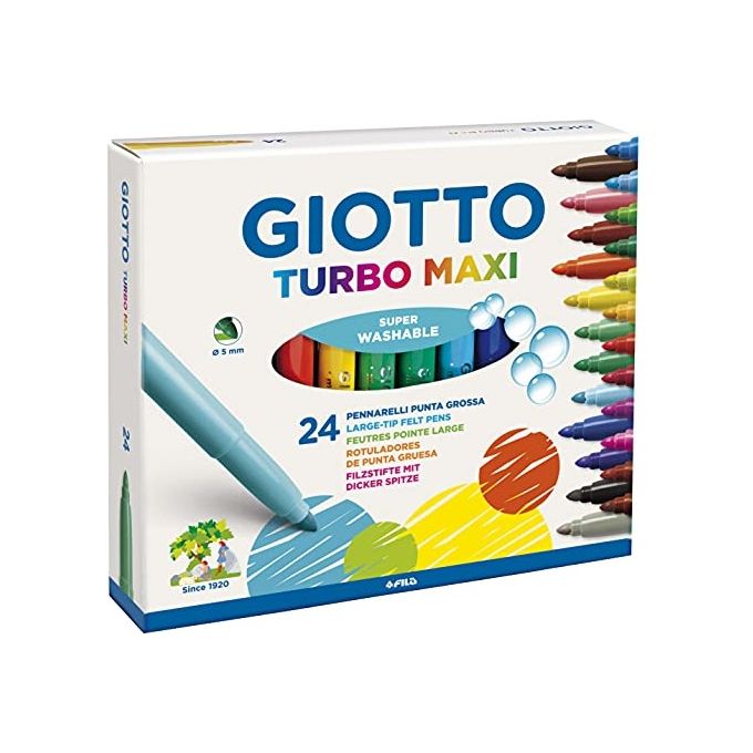 Giotto 455000 Turbo Maxi Pennarelli Punta Larga 5 mm 24 colori assortiti