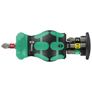 Wera 008892 Kraftform Kompakt Stubby Magazin RA 2 Set di bit con cacciavite a cricchetto 6 punte BiTorsion PH PZ TORX Slot lunghezza 115 mm colore Nero-Verde