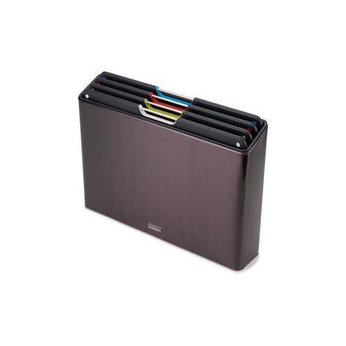 Joseph Joseph 60171 Folio Steel Tagliere da Cucina Set di 4 Pezzi Lavabile in Lavastoviglie colore Carbonio