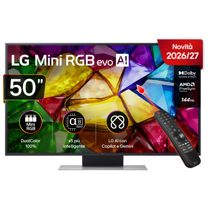 LG 50MRGB87B6B.API Serie MRGB87 TV 4K Mini RGB Smart WebOS 2026 HDR10 Pro Dolby Vision colore Nero