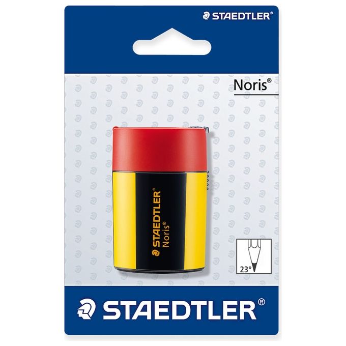 Staedtler 511004 Noris Temperamatite 1 Foro Fino a 8,2 mm Lama in Acciaio Coperchio Anticaduta colore Giallo e Nero