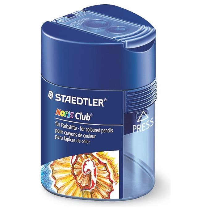 STAEDTLER 512 128 VE Noris Club Temperamatite Doppio Triangolare 2 Fori per Matite fino a 8 mm e 10 mm colore Blu