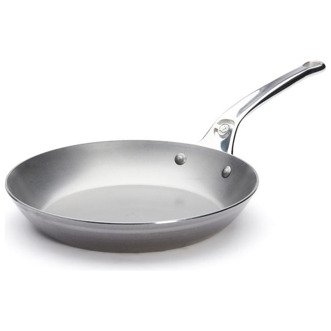 DE BUYER 5680.24 Mineral B Pro Padella rotonda in acciaio al carbonio con rivestimento in cera d'api 24 cm adatta per tutti i piani cottura inclusa induzione colore Nero