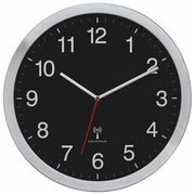 TFA-Dostmann 60.3545.01 Orologio da parete e da tavolo Analogico Rotondo in Metallo e Vetro con Alimentazione a Batteria AA colore Nero