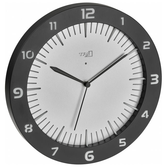 TFA Dostmann 60.3553.10 Orologio da parete analogico rotondo alimentato a batteria AA colore Grigio