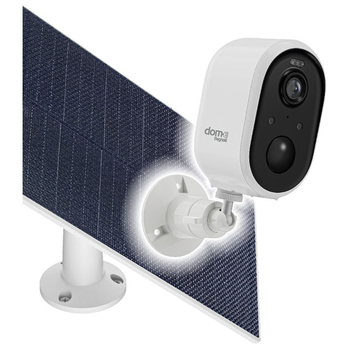 Beghelli 60025 Dom-e Kit Telecamera Outdoor con Pannello Solare Wi-Fi Full HD 3MP Batteria 5200 mAh IP65 colore Nero
