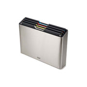 Joseph Joseph 60170 Folio Steel Set di 4 Taglieri Acciaio Inossidabile e Polipropilene con Supporto Colore Nero Argento
