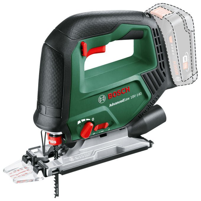 Bosch 0603013000 AdvancedSaw 18V-140 Seghetto Elettrico a Batteria 18 V Capacita' di Taglio 140 mm in Legno colore Verde Nero