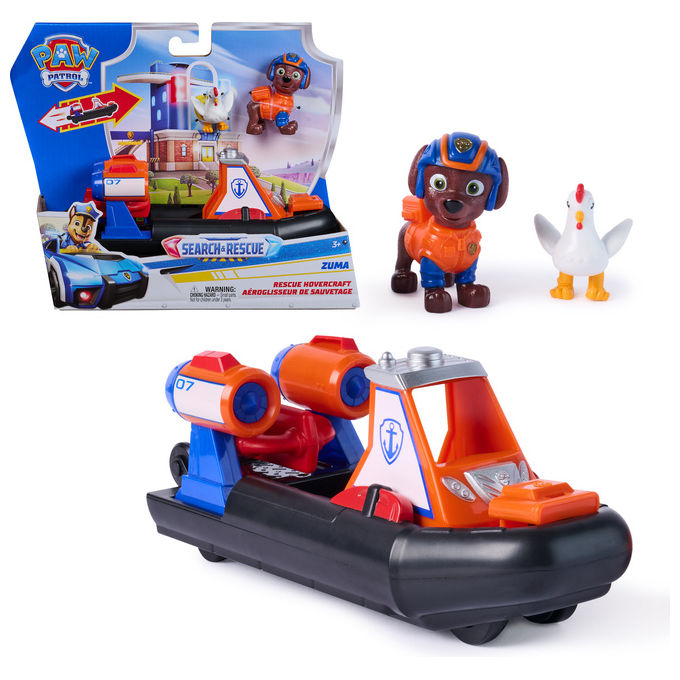 Spin Master 6074779 PAW Patrol: Search and Rescue Veicolo Acquatico Hovercraft di Salvataggio con 2 Personaggi Barca Giocattolo a Retrocarica colore Multicolore