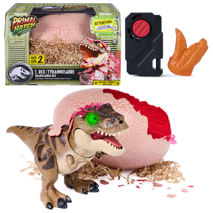 SPIN MASTER 6076597 Primal Hatch Dinosauro Giocattolo Interattivo con Schiusa dell’Uovo Suoni e Reazioni Parti Articolate Accessori Clicker e Cibo incluso colore Nero