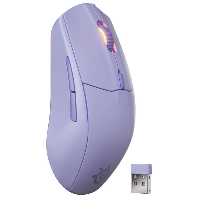 SteelSeries 62525 Rival 3 Wireless Gen 2 Mouse Gaming Sensore TrueMove Air 18000 DPI Connettivita' Dual Mode 2,4 GHz e Bluetooth Durata 60 milioni di clic colore Lavanda