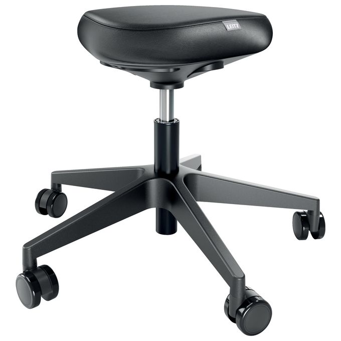 Leitz 65780095 Ergo Sgabello con ruote seduta imbottita altezza regolabile da 46 a 59 cm colore Nero