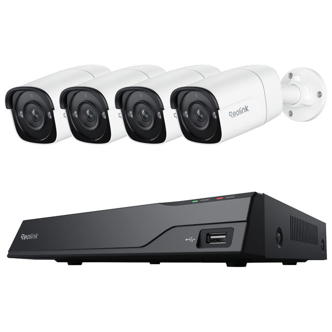 Reolink NVS8-5MB4 Kit di Videosorveglianza Cablato 8 Canali 4 Telecamere PoE 5MP HDD 2TB Espandibile a 12TB colore Nero