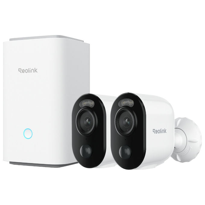 Reolink 6976930224783 Hub 1 + 2x Argus Series B310 Unita' base con sensore 1-2.7'' CMOS risoluzione 2304 x 1296 Pixel Wi-Fi MicroSD fino a 512 GB colore Bianco