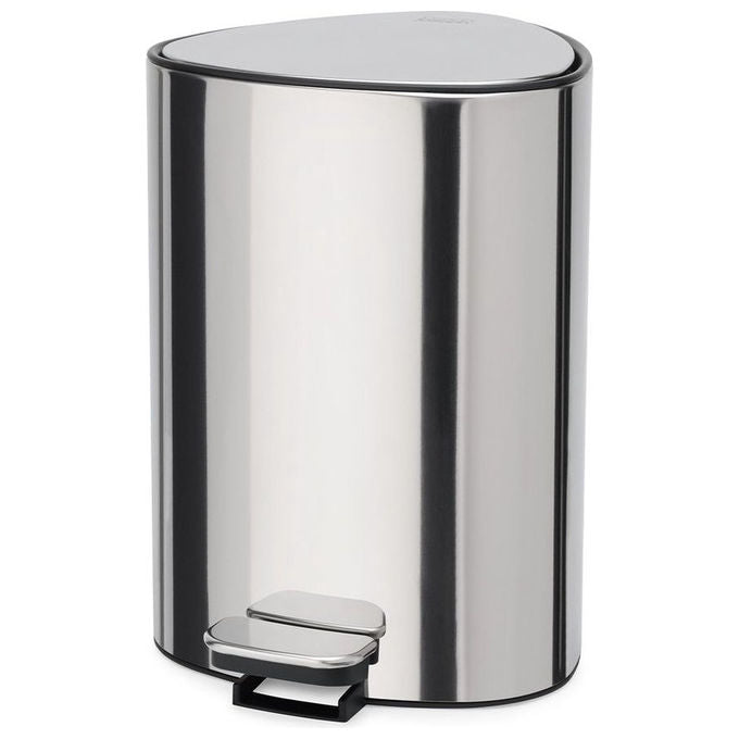 Joseph Joseph 70596 Easystore luxe Cestino a pedale 5 L Acciaio inossidabile con chiusura soft e portaborraccia interno colore Argentato
