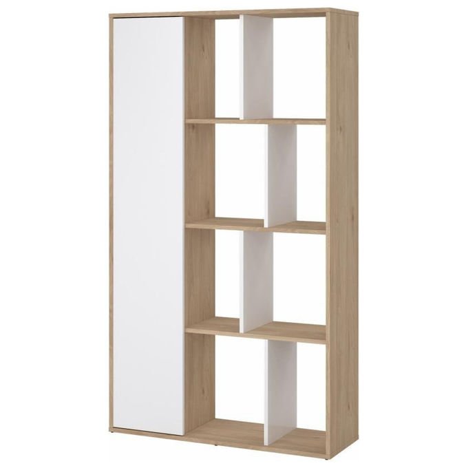 Tvilum 71739HLUU Libreria Maze con 1 Anta 3 Ripiani in Legno colore Bianco e Rovere