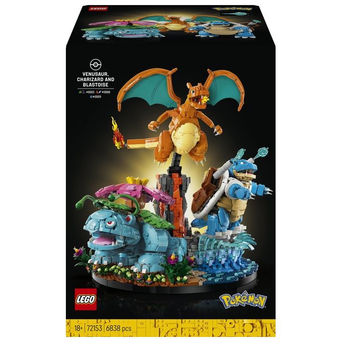 Lego 72153 Pokémon Venusaur Charizard e Blastoise Set di Costruzioni 6838 pezzi colore Multicolore