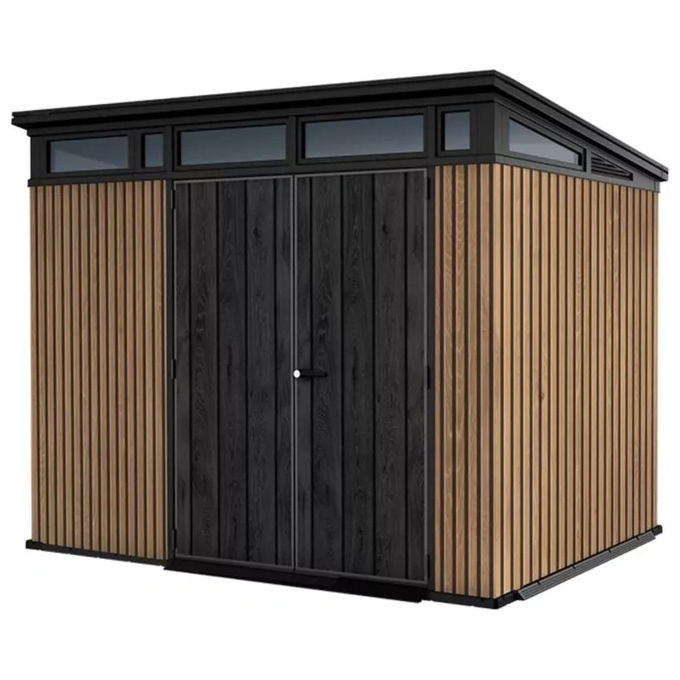 Keter 259090 Signature Pent 9x7 Casetta da Giardino in Resina 6 m² 277x218x226 cm Deco Coat colore Venetian Effetto Legno
