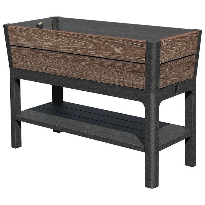 Keter 261334 Deco Orto Rialzato Fioriera da Esterno 120L con Riserva d'Acqua e Ripiano Integrato colore Marrone