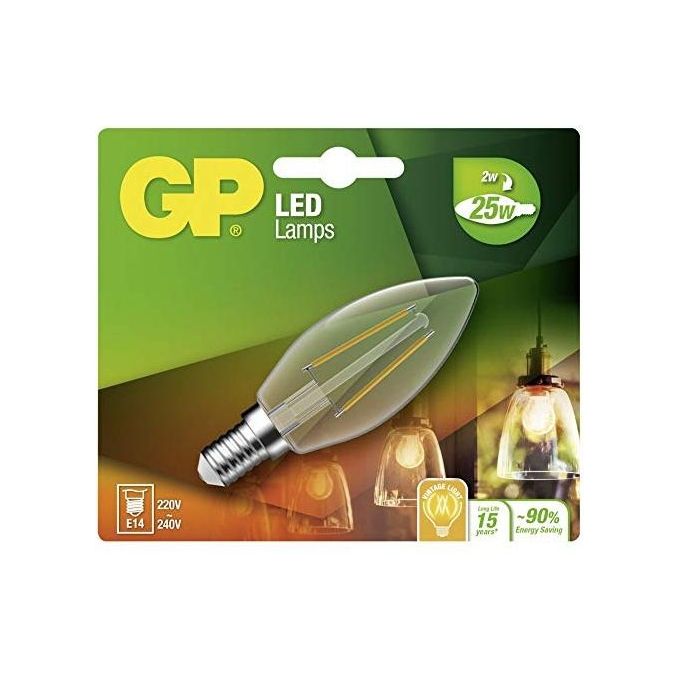 GP Lighting Filamento Candela Lampadina LED E14 2W 25W 250 lm