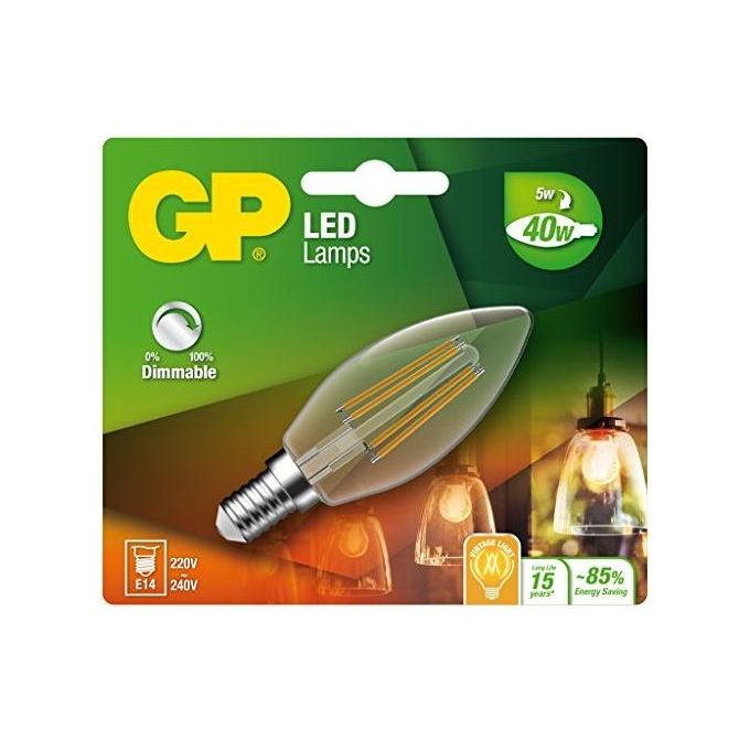 GP Lighting Lampadina Led Filamento Candela E14 D 5W 40W Dimmerabile 470lm