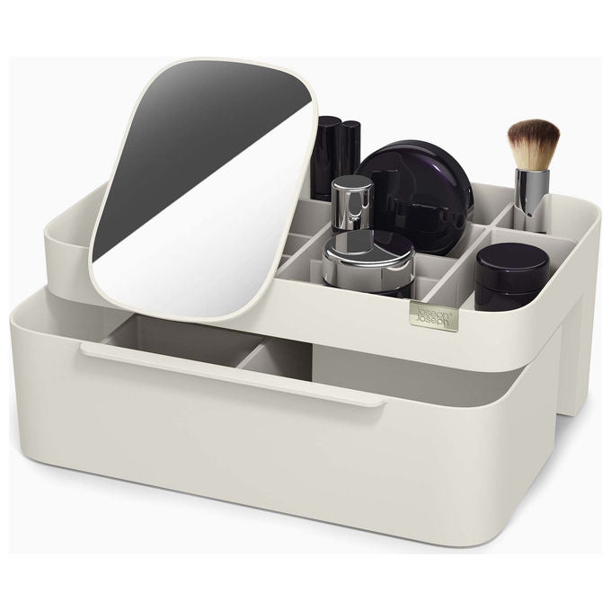 Joseph Joseph 5028420004403 Organizer per cosmetici Viva con specchio rimovibile scomparti profondi e poco profondi chiusura magnetica colore Beige