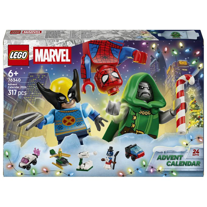 Lego 76340 Calendario dell'Avvento 2026 Set da Costruzione 317 Pezzi con 6 Minifigure Marvel colore Multicolore