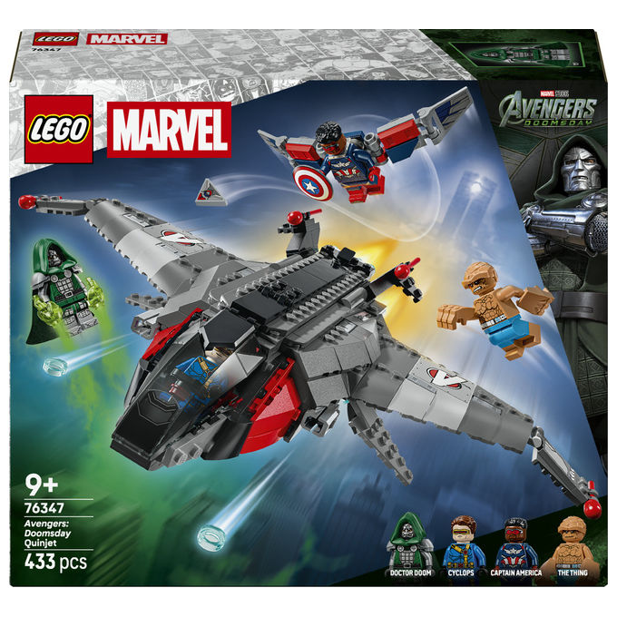 Lego 76347 Avengers: Doomsday Quinjet Set da Costruzione con 4 Minifigure e 433 Pezzi colore Multicolore