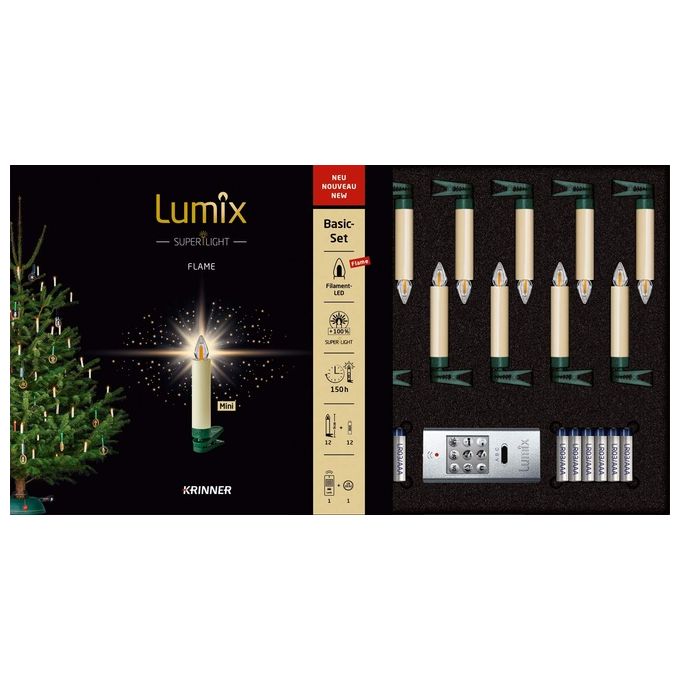 Krinner Lumix Superlight Flame Mini Avorio Set 12 Pezzi